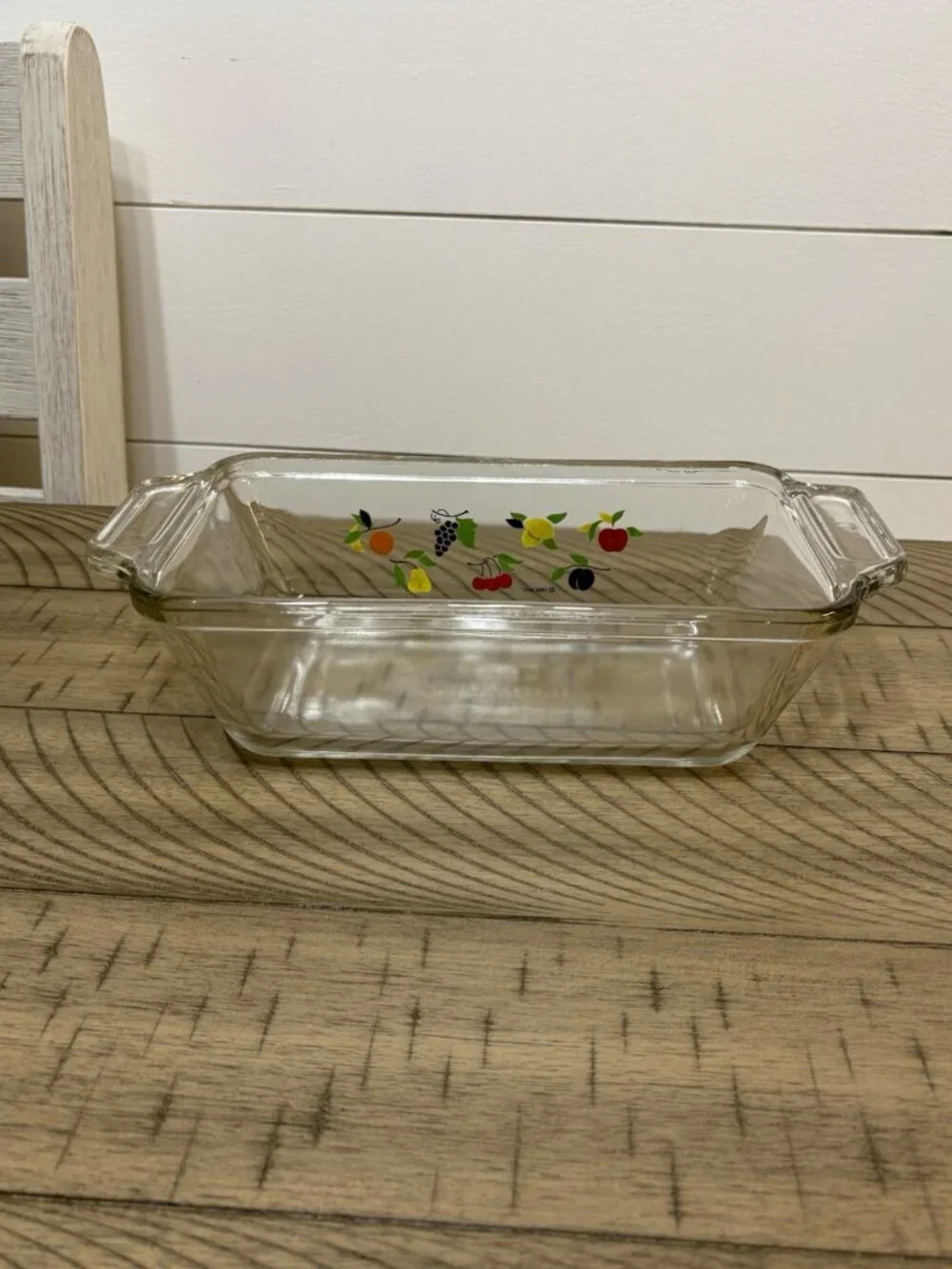 Vintage Anchor Ovenware Loaf Dish Clear Glass Lemons Grapes 1.5 qt. Replacement